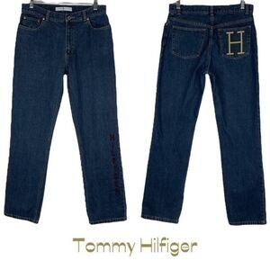 Tommy Hilfiger Embroidered Cotton Straight Leg Blue Jeans NWOT Size 6